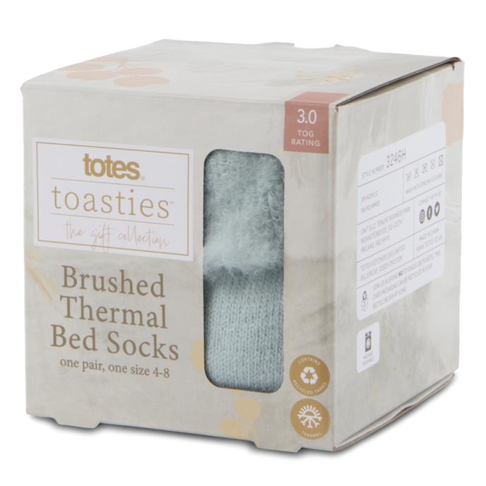 totes toasties Ladies Thermal Brushed Bed Sock Blue Extra Image 1